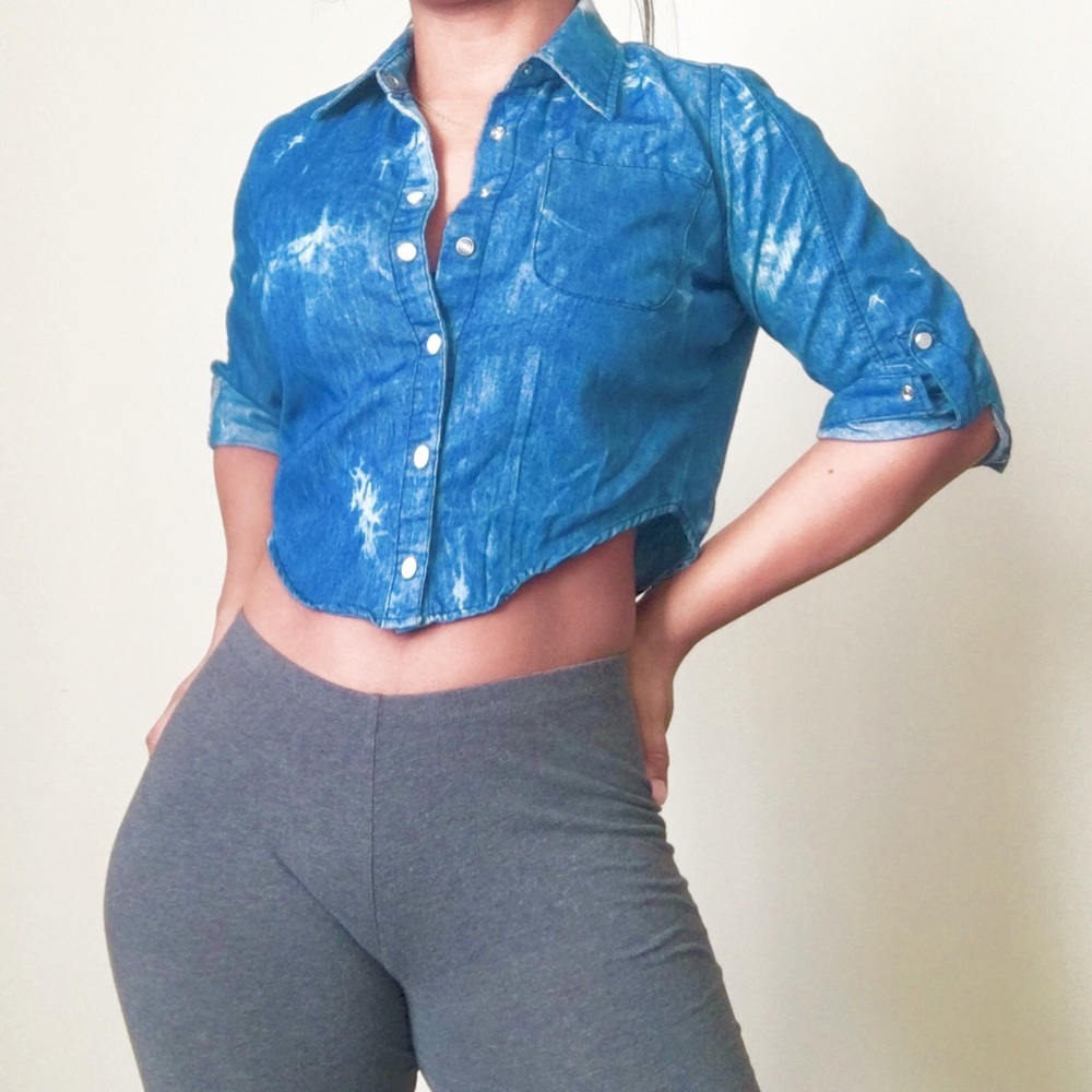 Express Blue Jean Crop Top